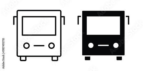 Bus icon vector graphic clipart and line art style set