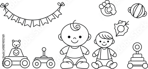 Vintage illustration of a festive christmas dinner scene with family and decorations