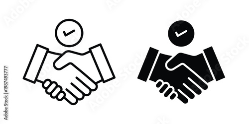 Business deal icon vector graphic clipart and line art style set