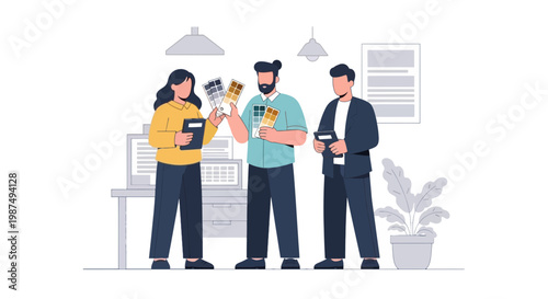 Business Team Meeting Discussing Project in Modern Office