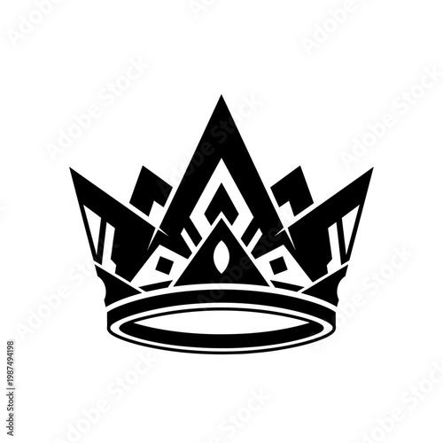 Geometric crown design in black and white a regal symbol