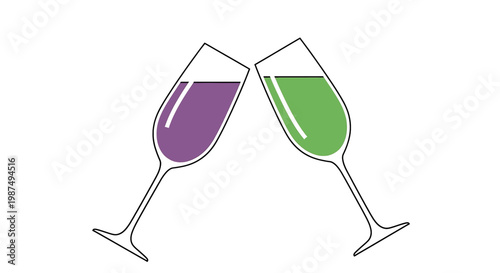 Two champagne glasses clinking for a toast