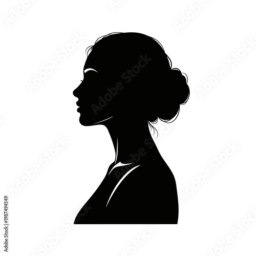 Elegant silhouette of a woman s profile with hair styled in a bun