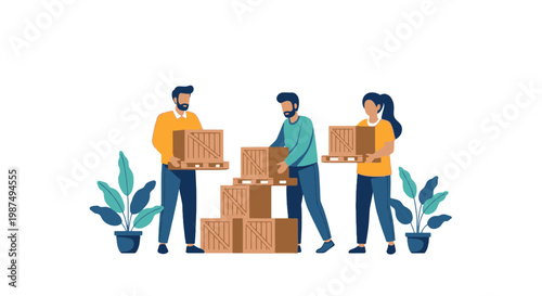 Team Moving Boxes Packing and Unpacking Campaign
