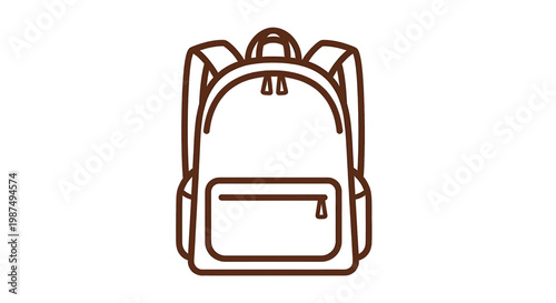 Vector illustration of a simple brown backpack icon