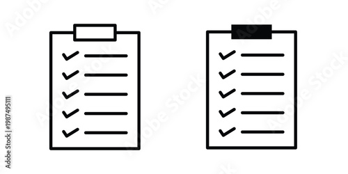 Checklist icon vector graphic clipart and line art style set