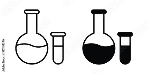 Chemistry icon vector graphic clipart and line art style set