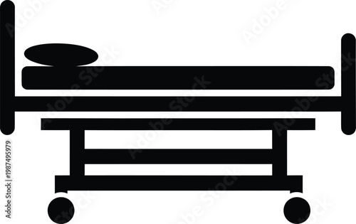 Medical hospital bed silhouette icon for healthcare facility service vector illustration