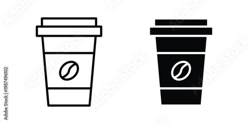Coffee icon vector graphic clipart and line art style set