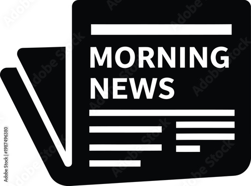 Minimalist graphic icon of a daily morning newspaper vector illustration