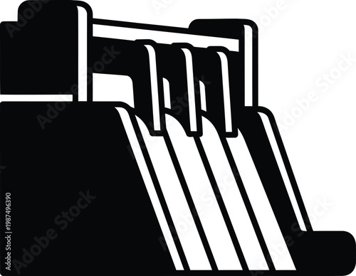 Minimalist graphic icon of a hydroelectric power plant dam vector illustration