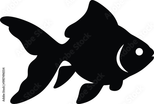 Minimalist graphic silhouette of a swimming goldfish aquatic animal vector illustration