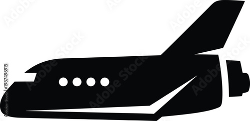 Minimalist silhouette icon of a commercial passenger jet plane vector illustration