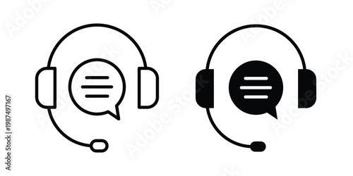 Customer service icon vector graphic clipart and line art style set