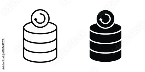 Data backup icon vector graphic clipart and line art style set