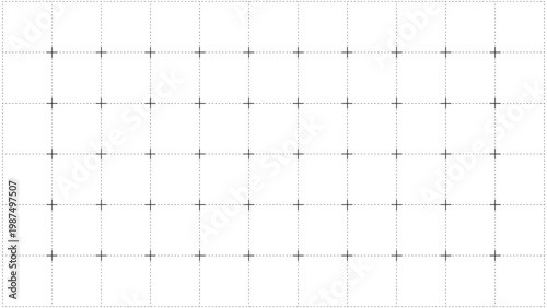 Tableau sur toile Minimalist Technical Grid Pattern with Dashed Lines and Cross Intersections