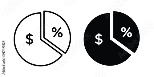 Dividend icon vector graphic clipart and line art style set