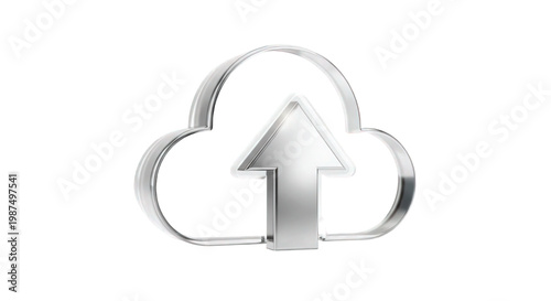 Minimalist cloud upload icon with upward arrow symbolizing data transfer.