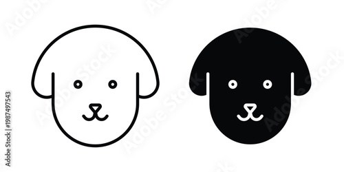 Dog icon vector graphic clipart and line art style set