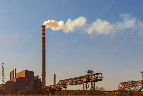 Chimney Fumes Steel Mill Plant Industry Air Pollution Global Warming Problem