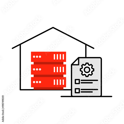 Data Warehouse Icon, Centralized Data Storage for Business Intelligence, Optimizing Data Management and Access for Analysis