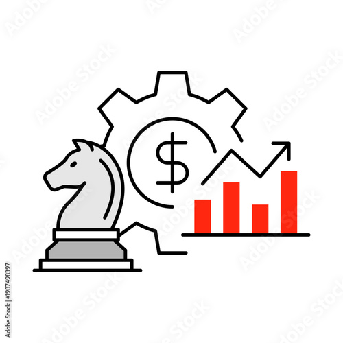 Business Strategy Icon, Strategic Planning for Business Growth, Aligning Resources with Organizational Goals and Objectives