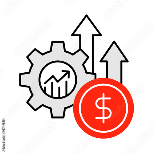 Business Performance Icon, Tracking Key Metrics for Business Success, Improving Operational Efficiency and Growth Strategies