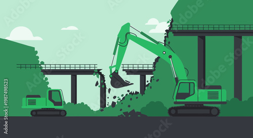 Demolition and Construction: Modern Machinery Excavating and Restructuring Infrastructure