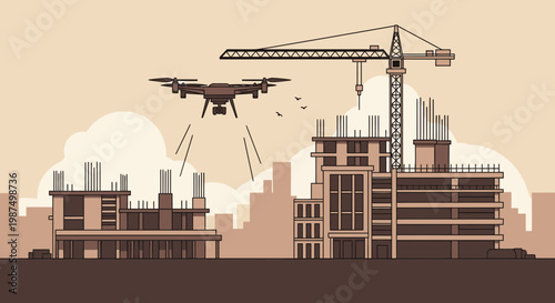 Drone Monitoring Construction Site For Advanced Technological Assessment and Progress Report