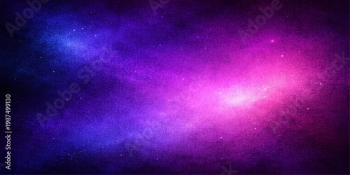 A dark purple and blue galaxy background features radiant light rays and shimmering stars amidst a cosmic nebula of dust and distant planets in a fantasy starfield