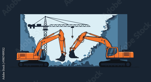 Excavation Dynamics: A Dynamic Depiction of Construction With Machinery and Industrial Elements