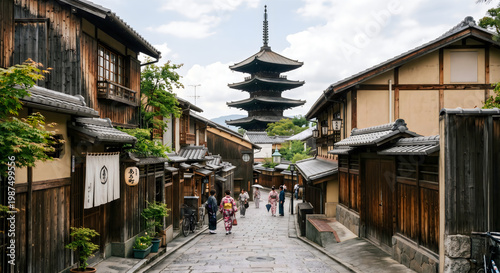 pagoda, traditional japanese street