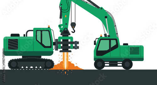 Green Construction Machinery Extracting Material With Ground Impact Effect