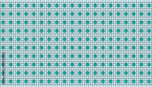 Konstfotografi Grid Pattern with Teal Dots, A minimalist grid pattern composed of precise teal