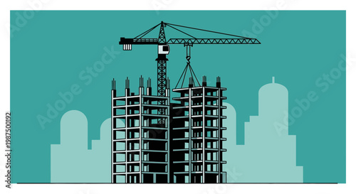 Illustration Of A Construction Site Depicting Building And Architecture In Progress