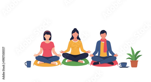 Group of People Practicing Meditation and Mindfulness in a Calm Setting
