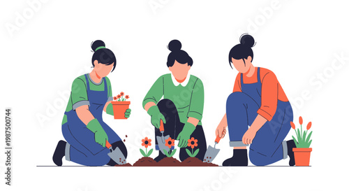 Women Gardening Together in a Community Garden
