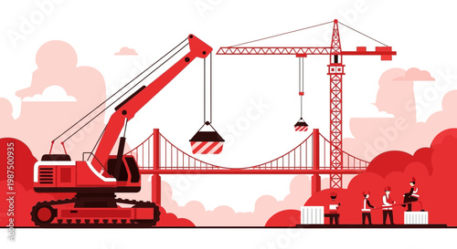 Industrial Bridge Construction Redesign Digital Illustration for Advertising and Promotion