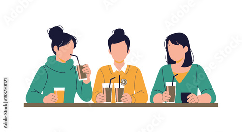 Group of Women Enjoying Drinks at a Café Bar Scene