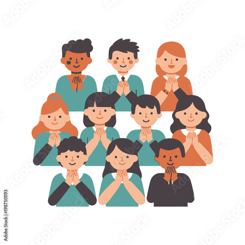 Diverse Group of People Praying Together, Diverse Culture, Unity, Community