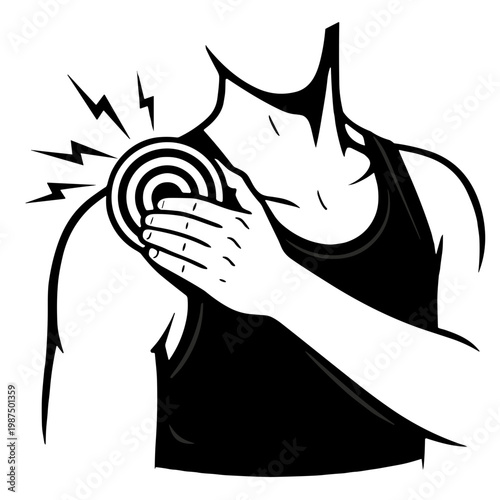 A man in pain clenches his shoulder