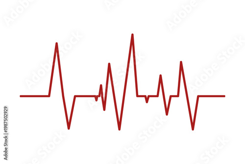 Heartbeat diagram. Part of cardiogram chart isolated on white background. Cardiac rhythm red line. Cardio monitoring sign. Cardiology hospital symbol. Healthcare concept. Vector graphic illustration