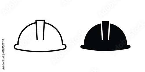 Hard hat icon vector graphic clipart and line art style set