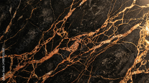 Black Marble Background with Intricate Gold Veins and Luxe Finish