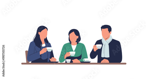 Business Meeting with Three Colleagues Discussing Work