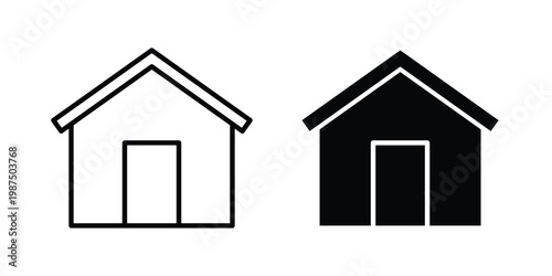 Home icon vector graphic clipart and line art style set