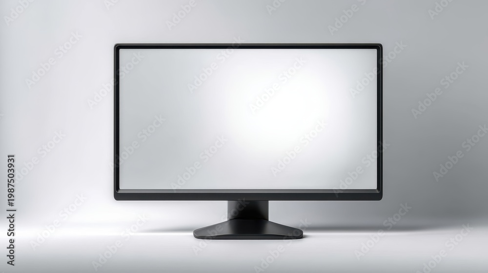 Fototapeta premium Minimal monitor with blank screen on clean neutral background. AI-generated.