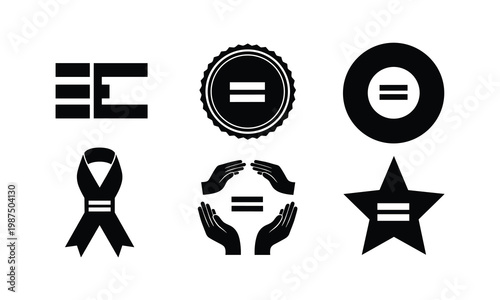 Equality sign concept symbols set for human rights advocacy or social justice vector design.