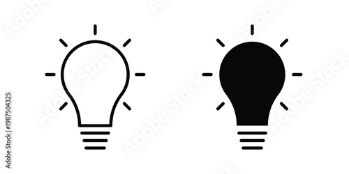 Idea icon vector graphic clipart and line art style set