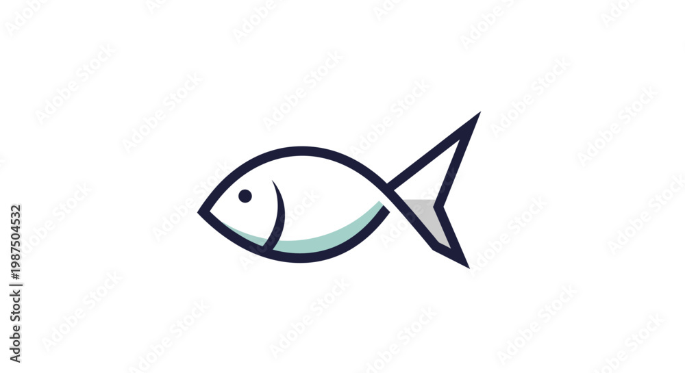 Obraz premium Minimalist fish icon on white background suitable for various applications